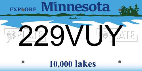 229VUY Minnesota License Plate