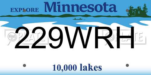 229WRH Minnesota License Plate