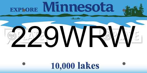 229WRW Minnesota License Plate