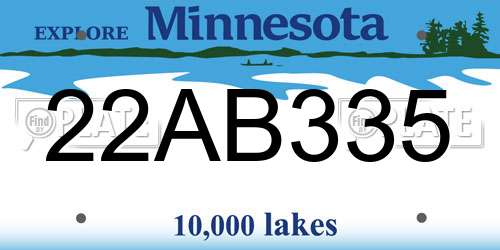 22AB335 Minnesota License Plate