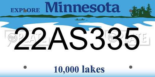 22AS335 Minnesota License Plate
