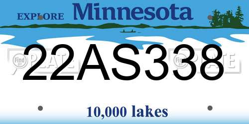 22AS338 Minnesota License Plate