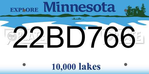 22BD766 Minnesota License Plate