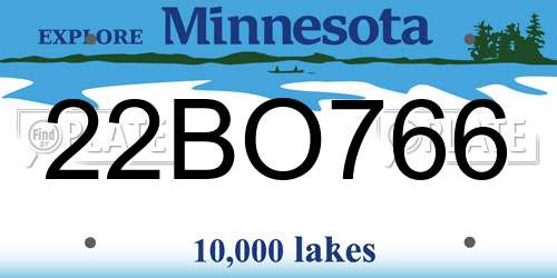 22BO766 Minnesota License Plate