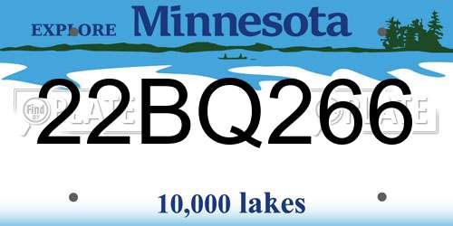 22BQ266 Minnesota License Plate
