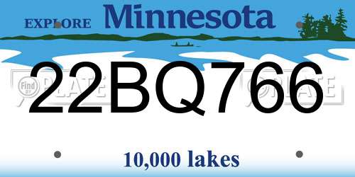 22BQ766 Minnesota License Plate