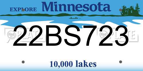 22BS723 Minnesota License Plate