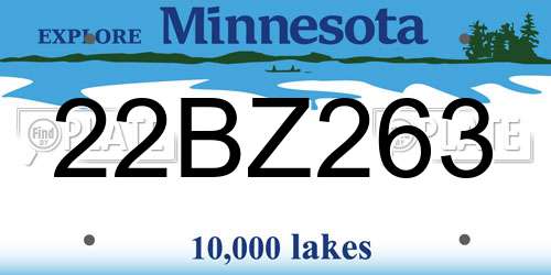22BZ263 Minnesota License Plate