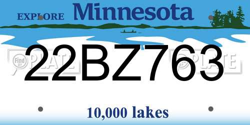 22BZ763 Minnesota License Plate