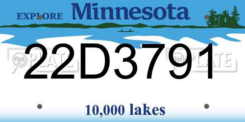 22D3791 Minnesota License Plate