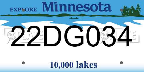 22DG034 Minnesota License Plate