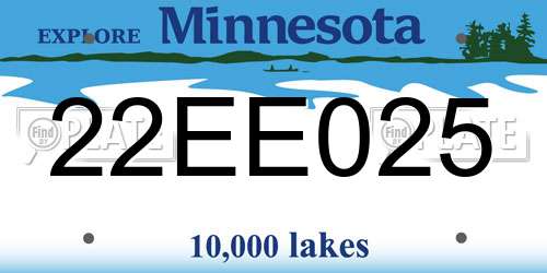 22EE025 Minnesota License Plate