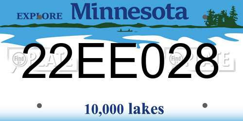 22EE028 Minnesota License Plate