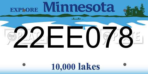 22EE078 Minnesota License Plate