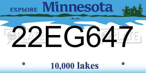 22EG647 Minnesota License Plate