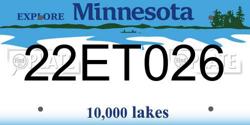 22ET026 Minnesota License Plate