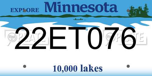 22ET076 Minnesota License Plate