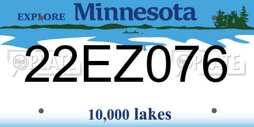 22EZ076 Minnesota License Plate