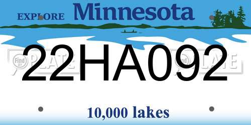 22HA092 Minnesota License Plate