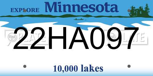 22HA097 Minnesota License Plate