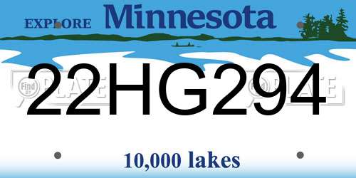 22HG294 Minnesota License Plate