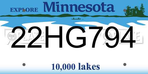 22HG794 Minnesota License Plate