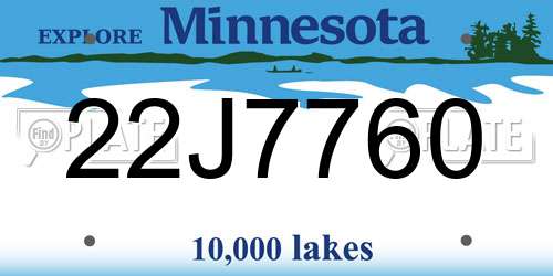 22J7760 Minnesota License Plate