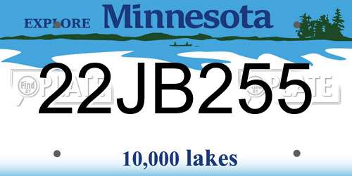 22JB255 Minnesota License Plate