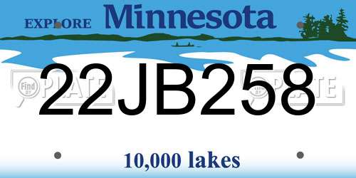 22JB258 Minnesota License Plate