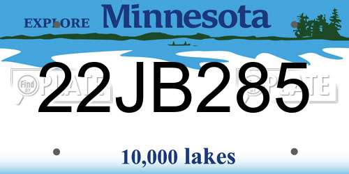 22JB285 Minnesota License Plate