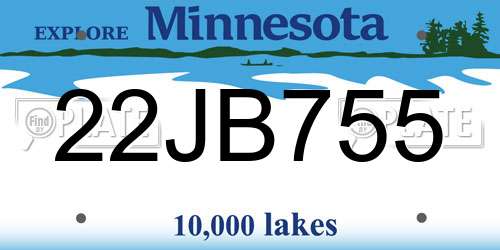 22JB755 Minnesota License Plate