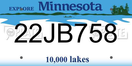 22JB758 Minnesota License Plate