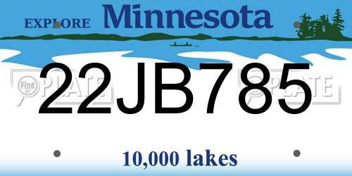 22JB785 Minnesota License Plate