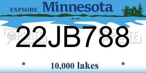 22JB788 Minnesota License Plate