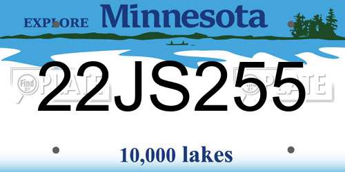 22JS255 Minnesota License Plate