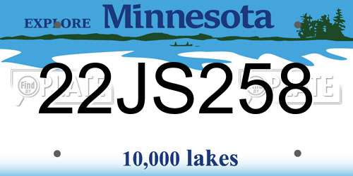 22JS258 Minnesota License Plate