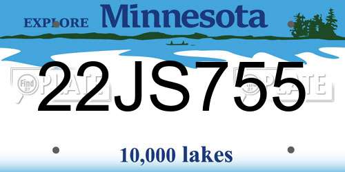 22JS755 Minnesota License Plate