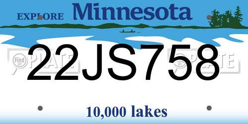 22JS758 Minnesota License Plate
