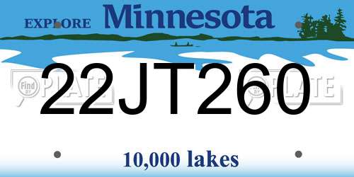 22JT260 Minnesota License Plate