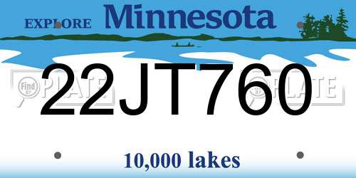 22JT760 Minnesota License Plate
