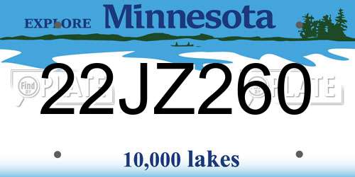 22JZ260 Minnesota License Plate