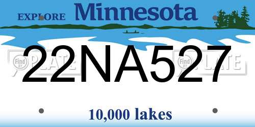 22NA527 Minnesota License Plate