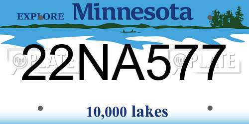 22NA577 Minnesota License Plate