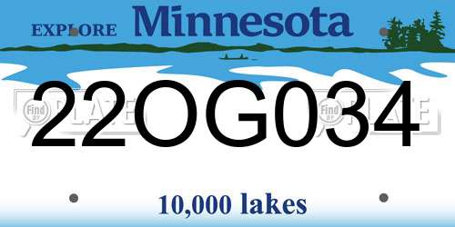22OG034 Minnesota License Plate