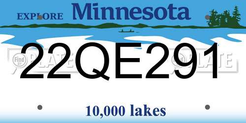 22QE291 Minnesota License Plate