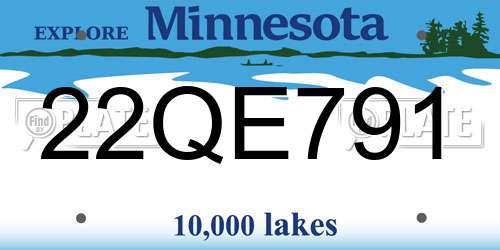 22QE791 Minnesota License Plate