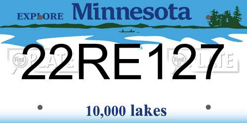 22RE127 Minnesota License Plate