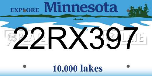 22RX397 Minnesota License Plate