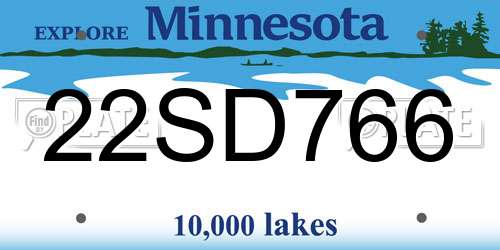22SD766 Minnesota License Plate