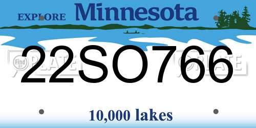 22SO766 Minnesota License Plate